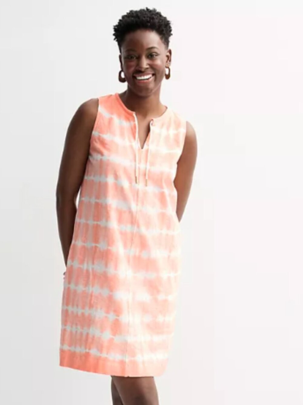 Sonoma Goods For Life Tank Dress Women’s Size M Coral Tie Dye Sleeveless Knit